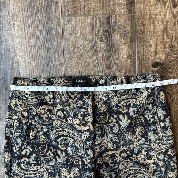 Talbots Hampshire Paisley Ankle Pants Black/Gray/Beige Women's Size 6 - Picture 6 of 16